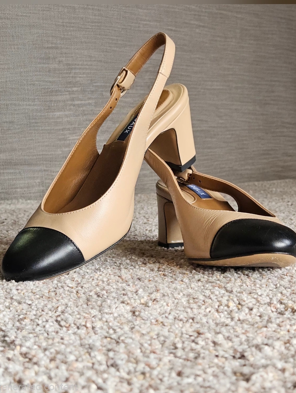 Classic Two-Tone Slingback Pumps - Beige and Black